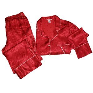 Victoria's Secret Satin Pajama Set Red Polka Dot Size L / M